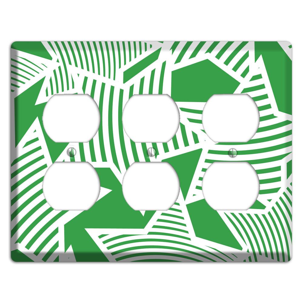 Green with Large White Stars 3 Duplex Wallplate
