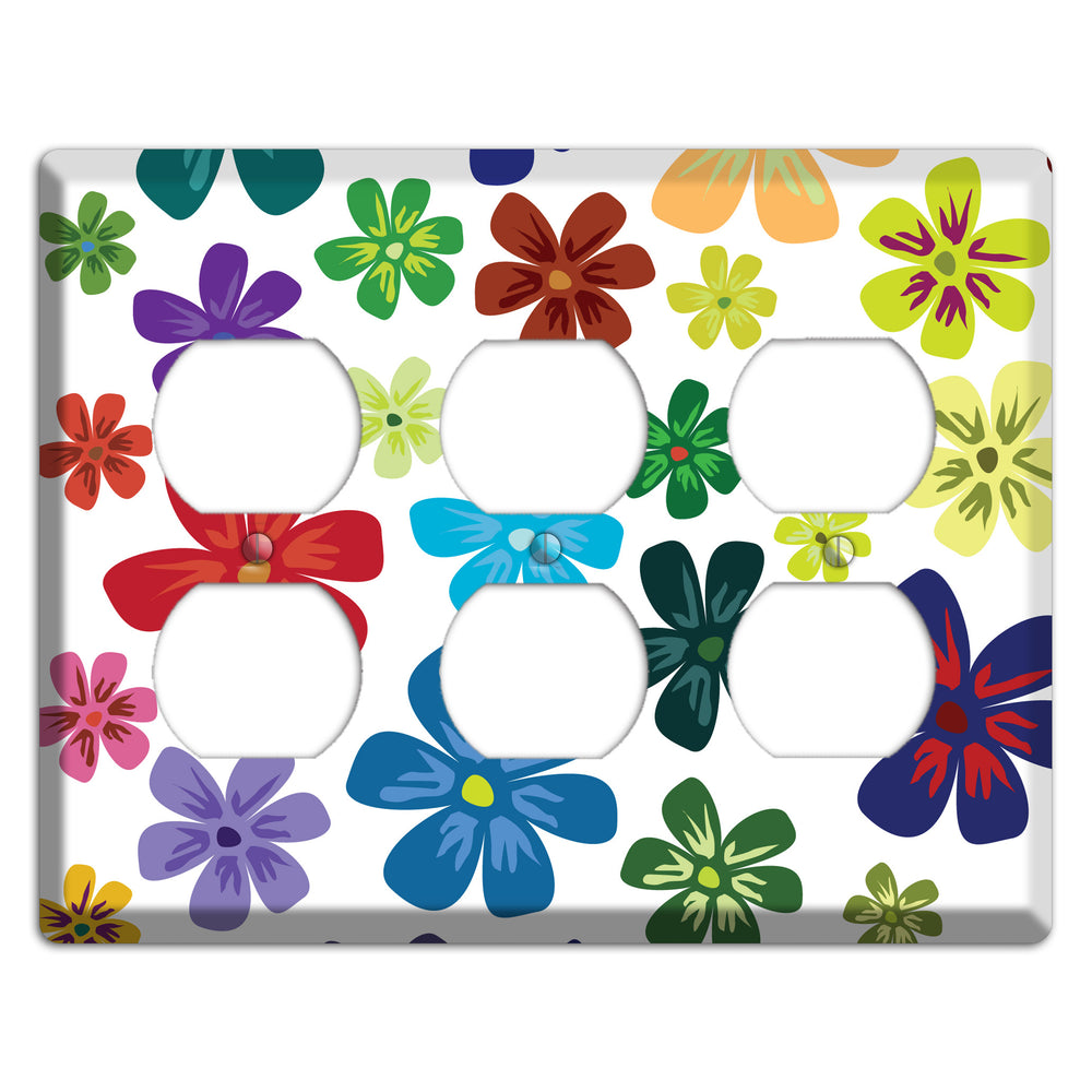 White Flowers 3 Duplex Wallplate