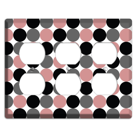 Grey Pink Black Tiled Dots 3 Duplex Wallplate