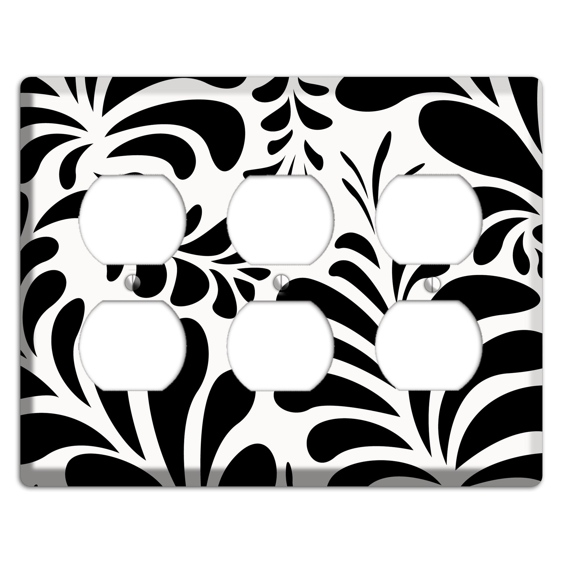 White with Black Herati 3 Duplex Wallplate