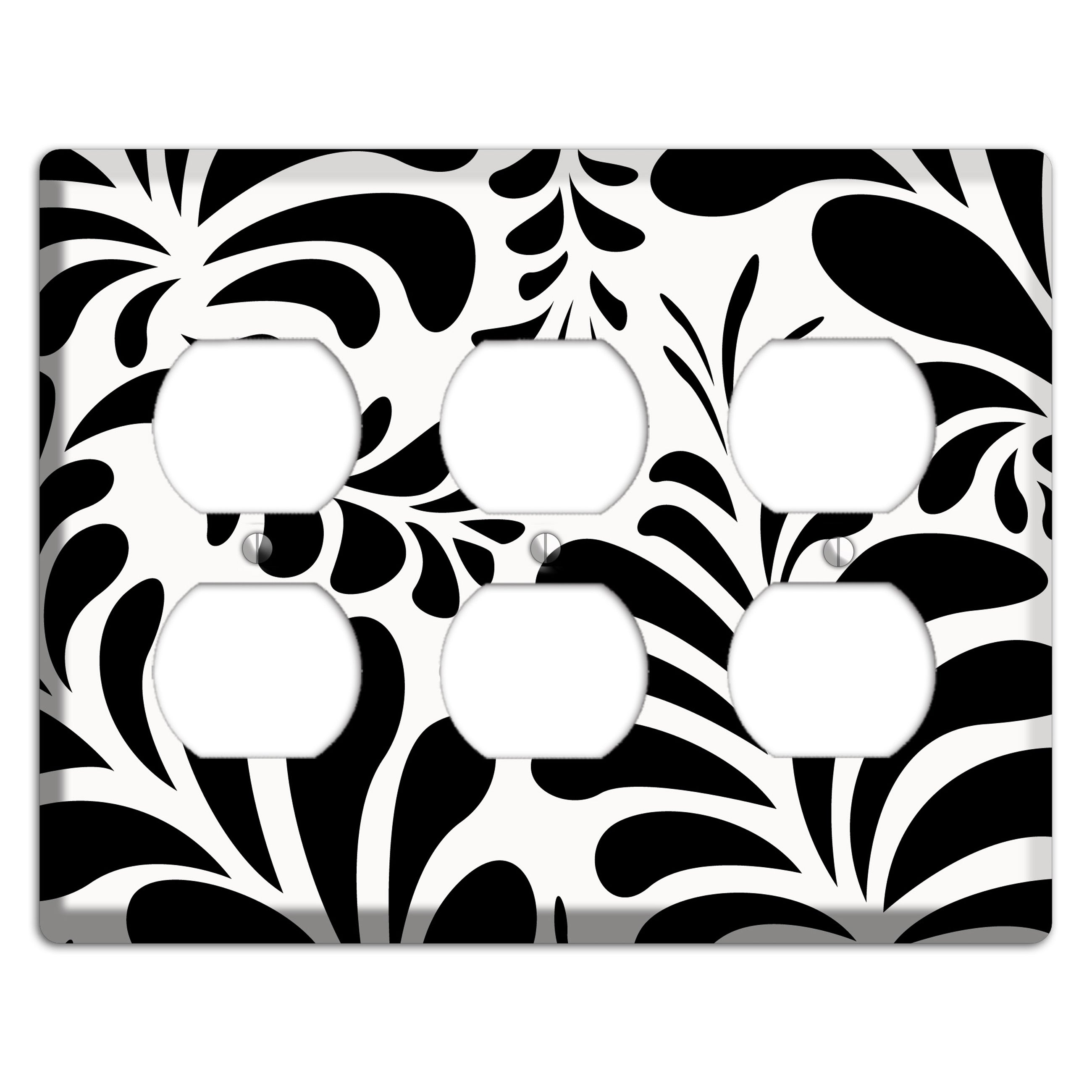 White with Black Herati 3 Duplex Wallplate