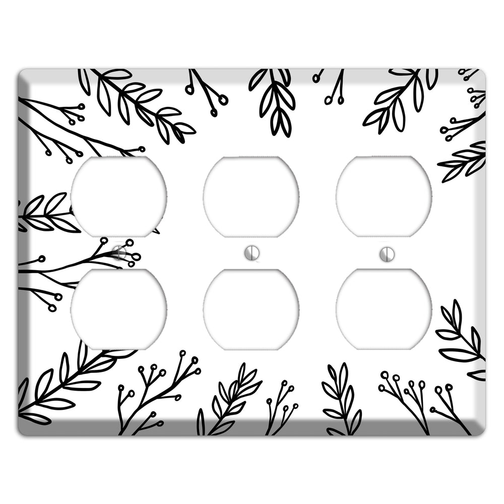 Hand-Drawn Leaves 9 3 Duplex Wallplate