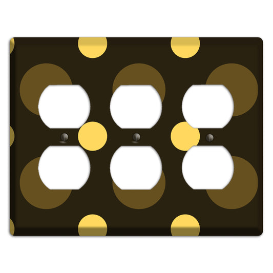 Brown with Brown and Yellow Multi Medium Polka Dots 3 Duplex Wallplate