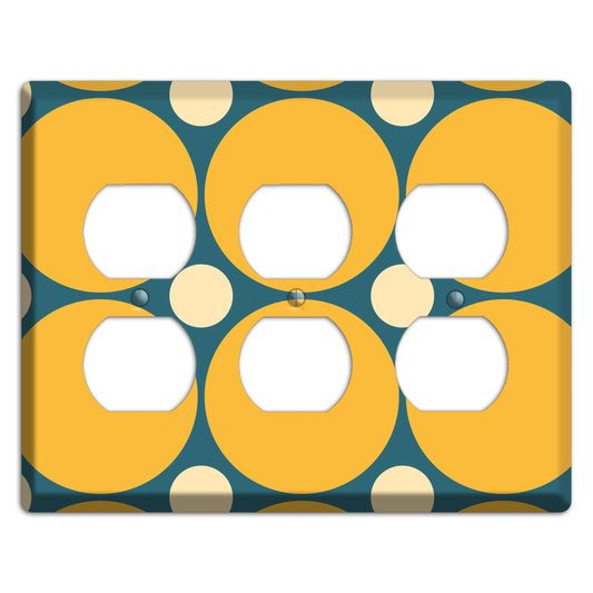 Jade with Mustard and Beige Multi Tiled Large Dots 3 Duplex Wallplate