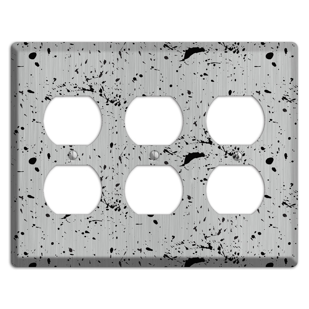 Ink Splash 5 Stainless Steel 3 Duplex Wallplate