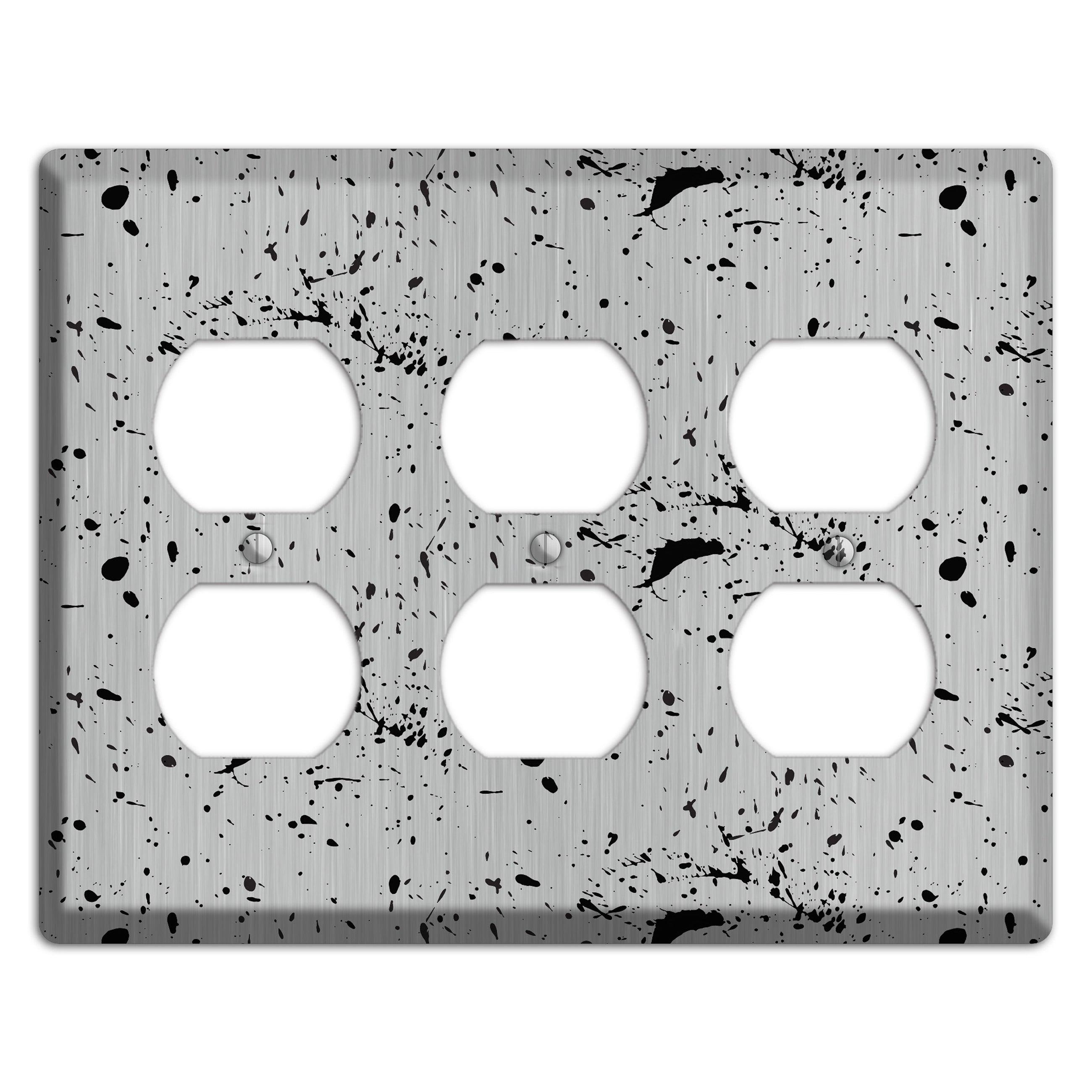 Ink Splash 5 Stainless 3 Duplex Wallplate