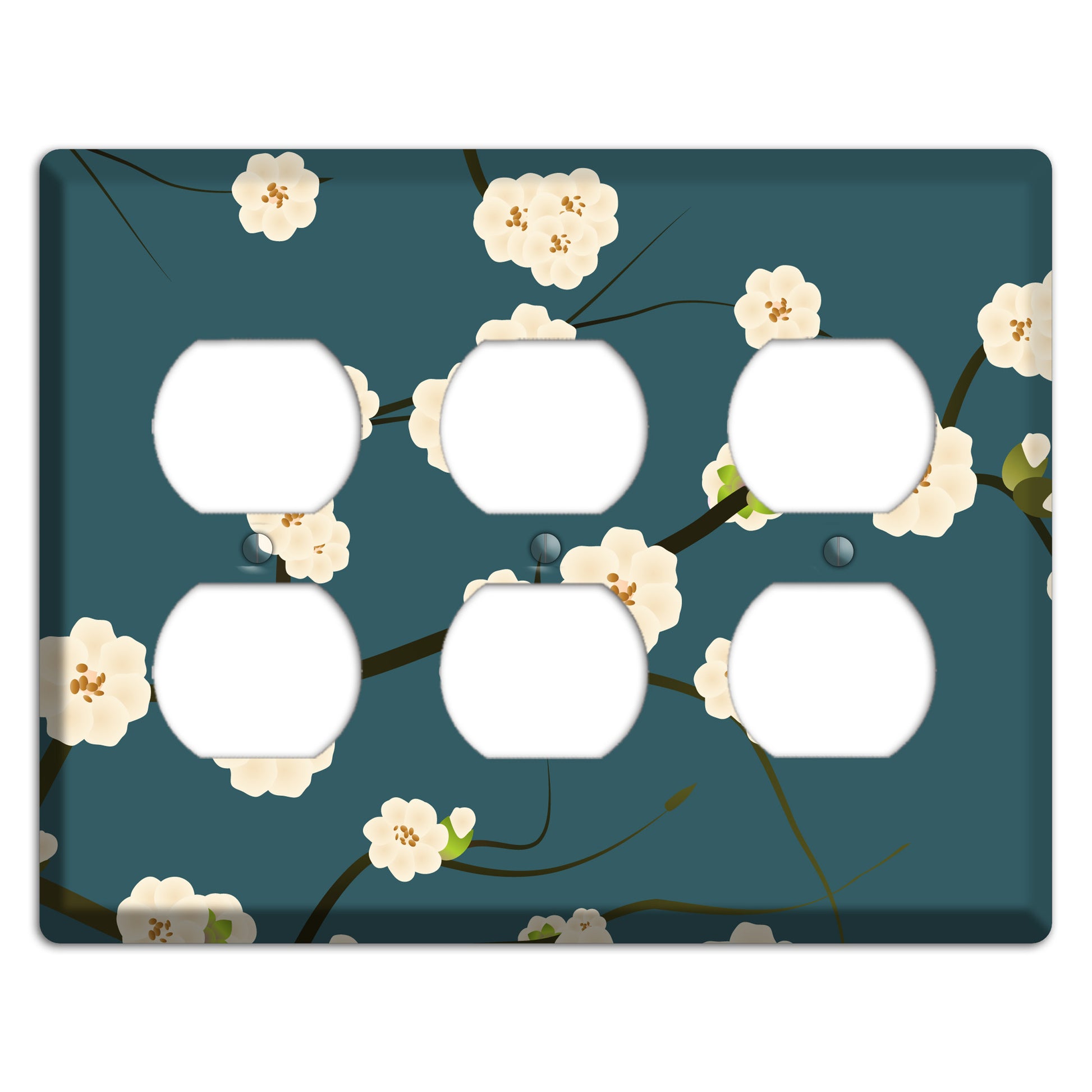 Blue Cherry Blossoms 3 Duplex Wallplate