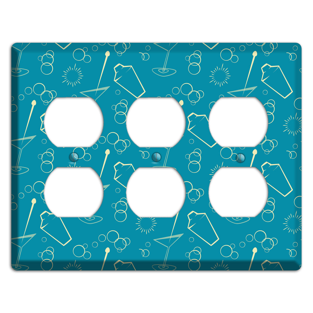 Teal Cocktail Hour 3 Duplex Wallplate