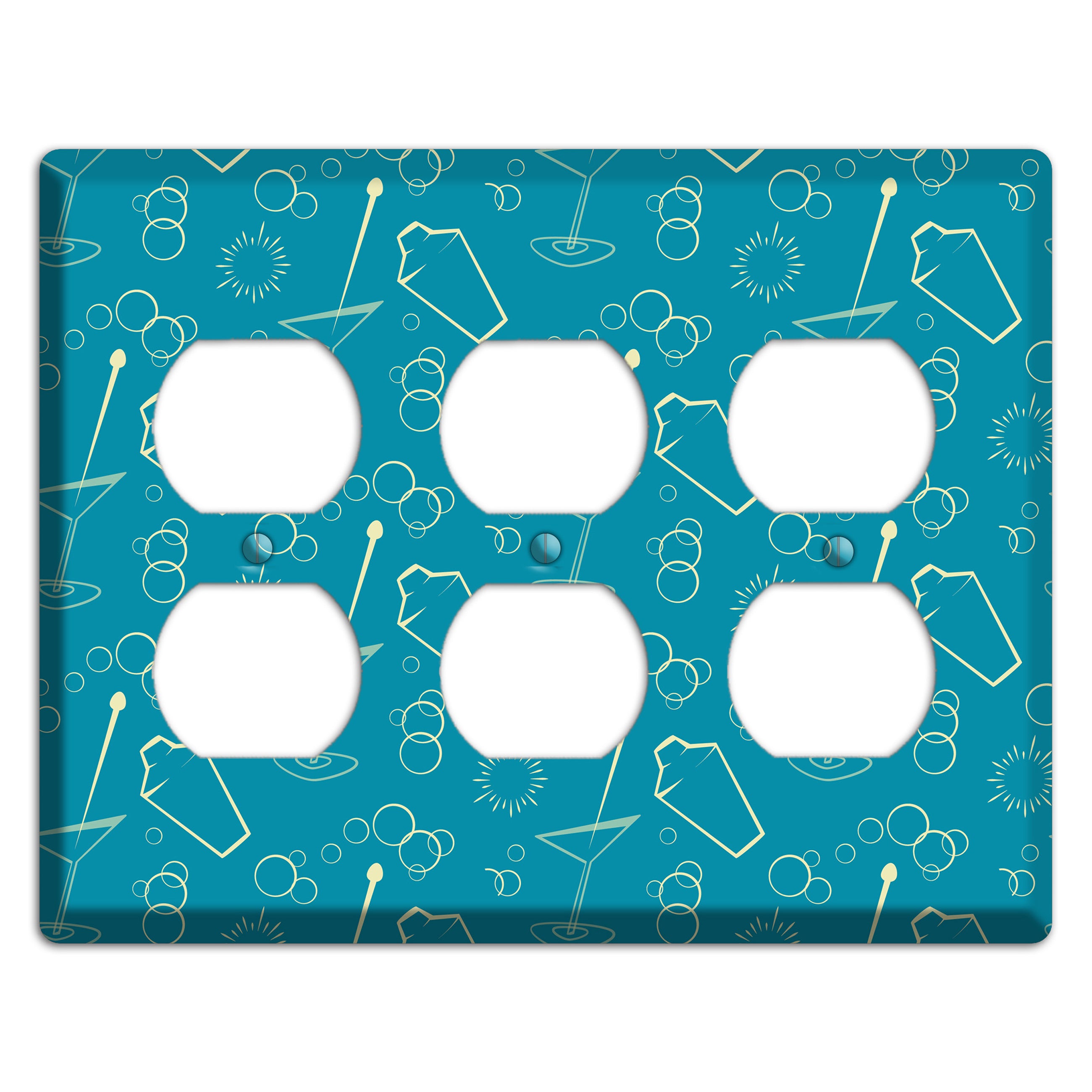 Teal Cocktail Hour 3 Duplex Wallplate
