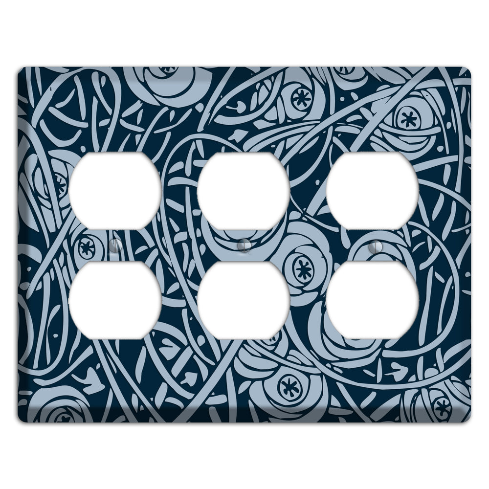 Navy Abstract Floral 3 Duplex Wallplate