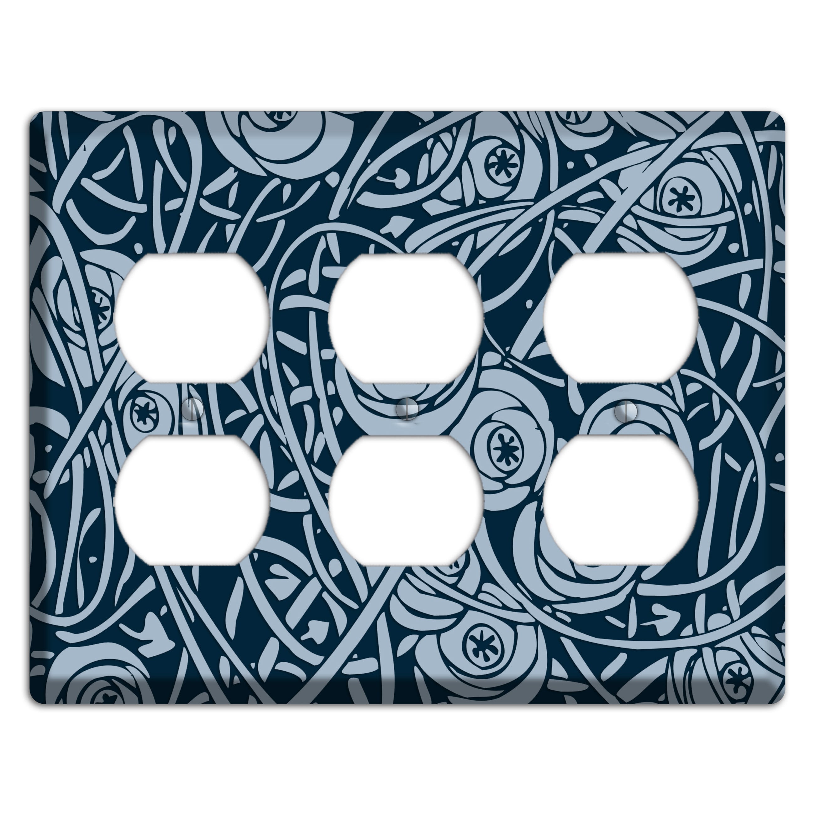 Navy Abstract Floral 3 Duplex Wallplate