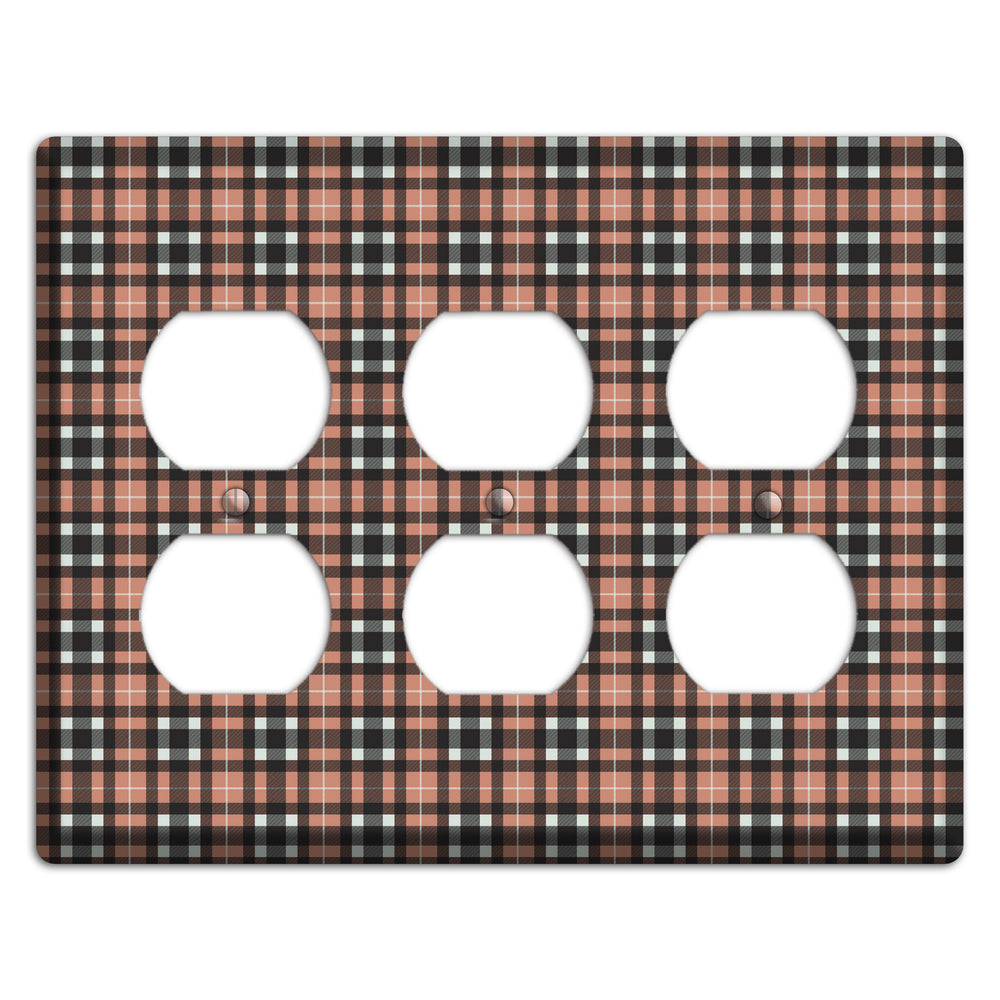 Light Brown Plaid 3 Duplex Wallplate