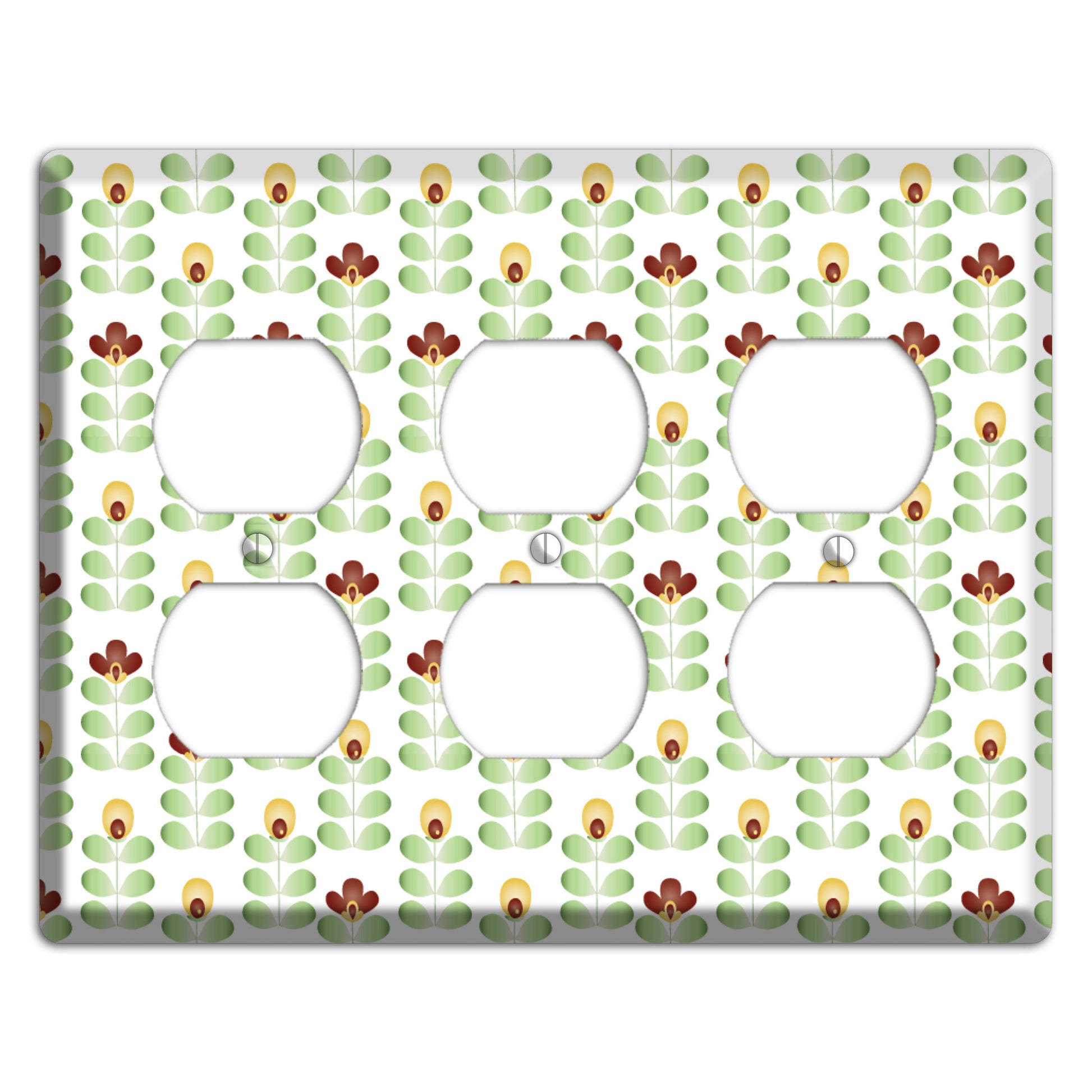 Light Green Deco Floral Half Drop 3 Duplex Wallplate