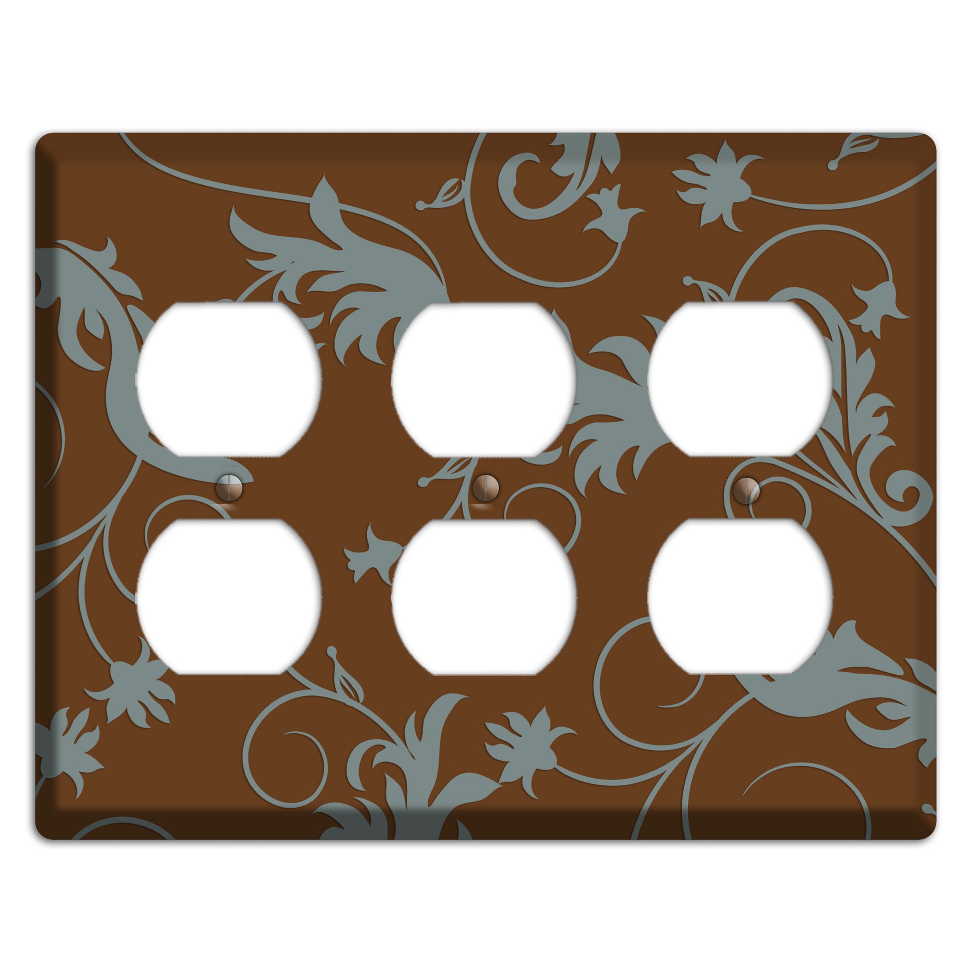 Brown and Grey Victorian Sprig 3 Duplex Wallplate