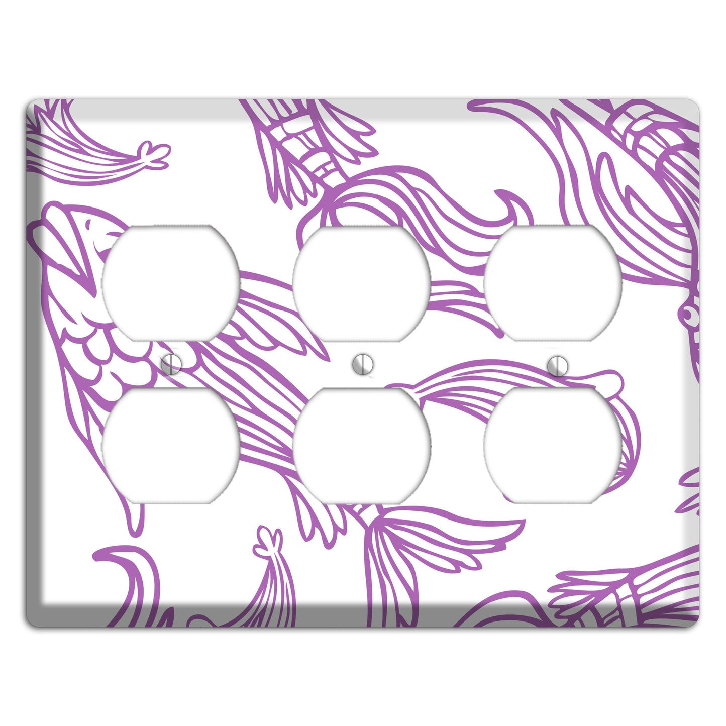 Purple and White Koi 3 Duplex Wallplate