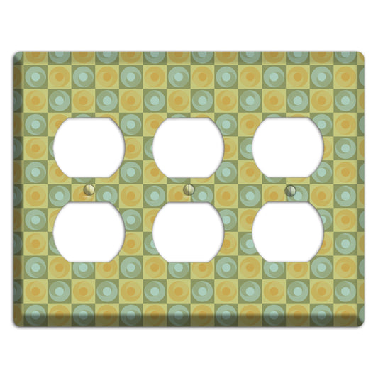 Green and Yellow Squares 3 Duplex Wallplate
