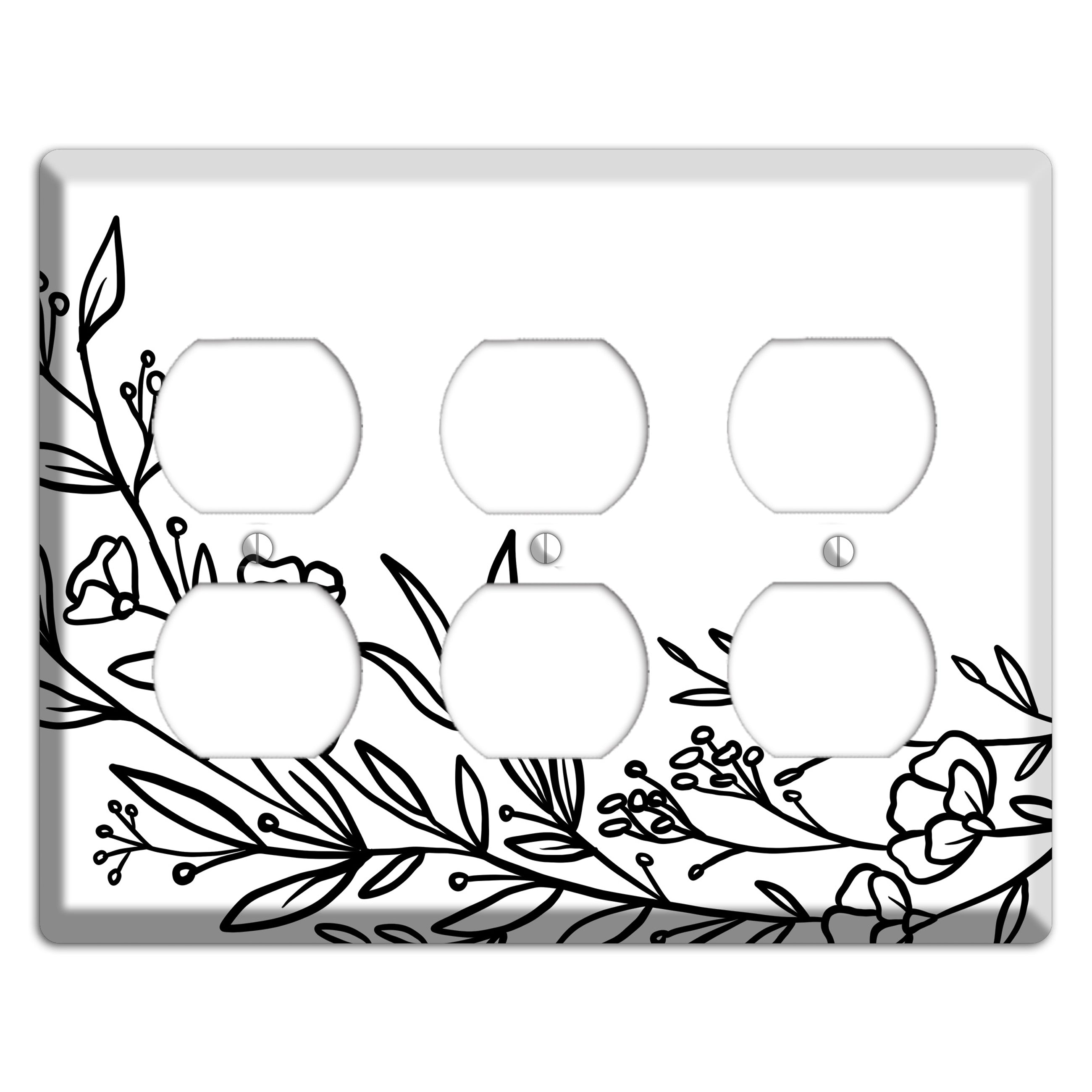 Hand-Drawn Floral 24 3 Duplex Wallplate