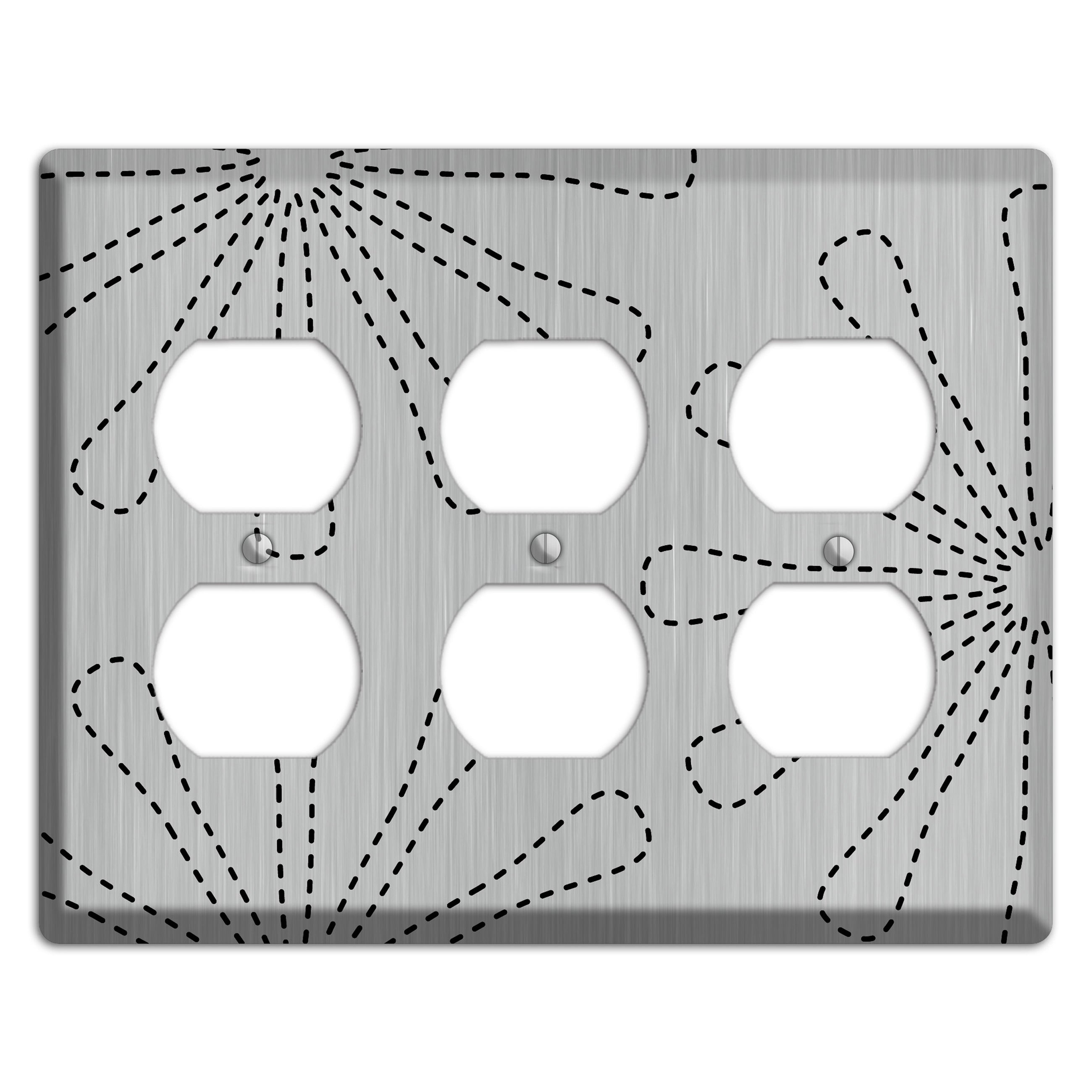 Retro Stipple Floral  Stainless 3 Duplex Wallplate