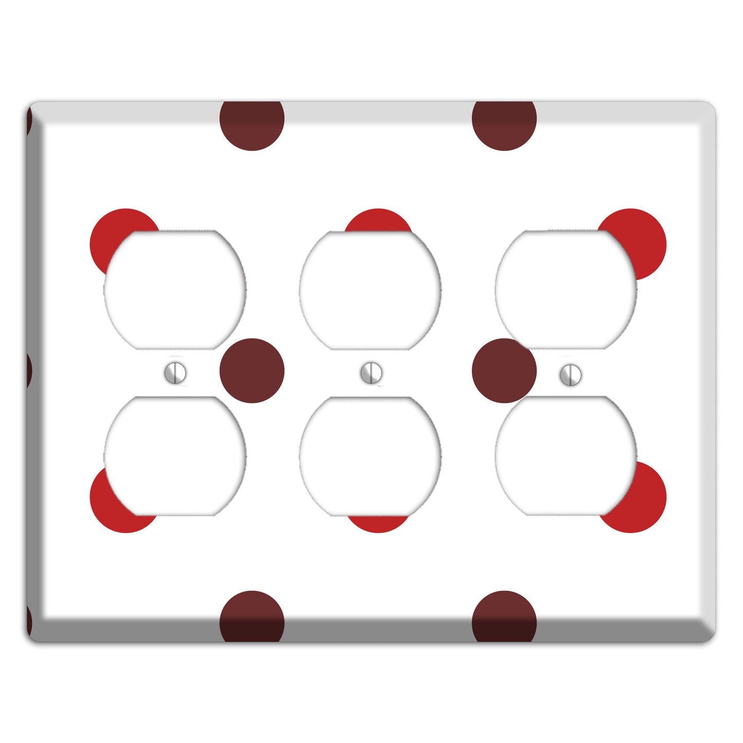Red and Brown Medium Polka Dots 3 Duplex Wallplate