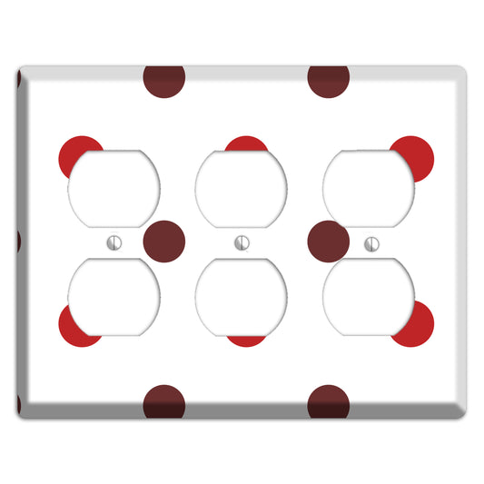 Red and Brown Medium Polka Dots 3 Duplex Wallplate