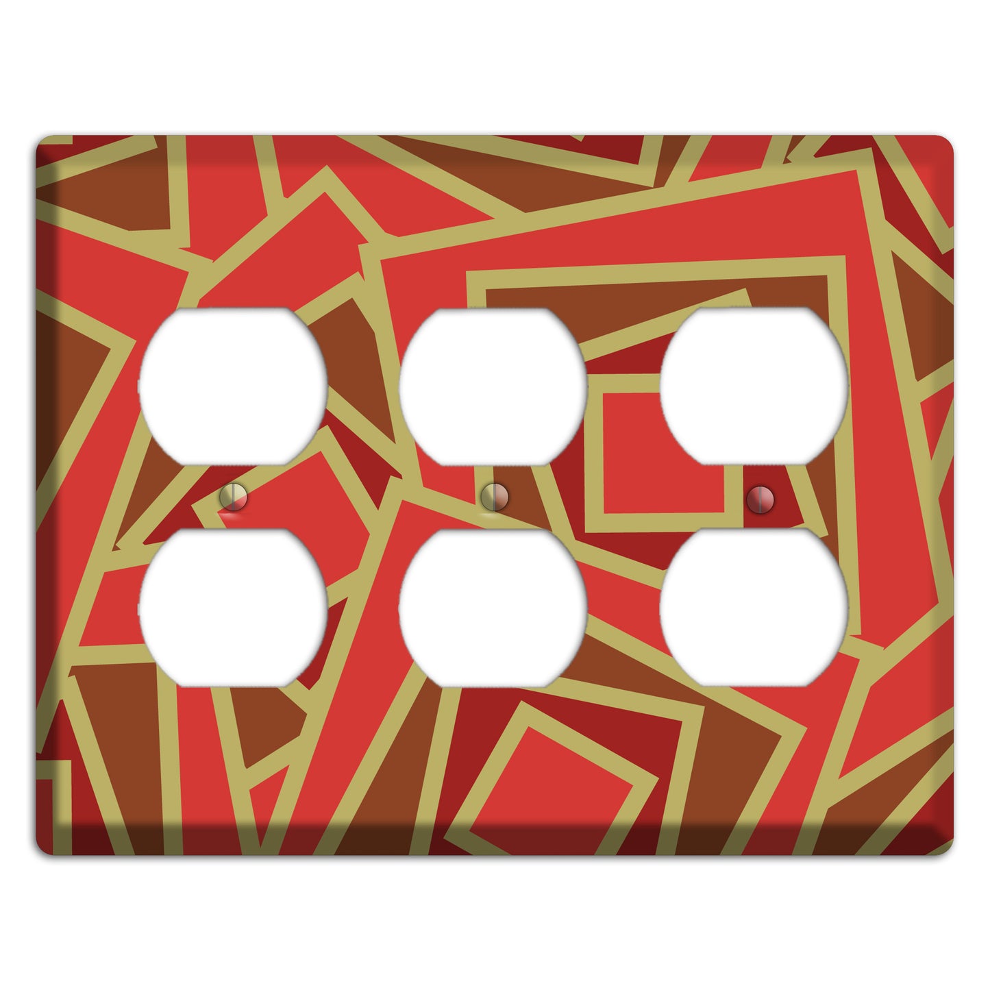 Red and Brown Retro Cubist 3 Duplex Wallplate