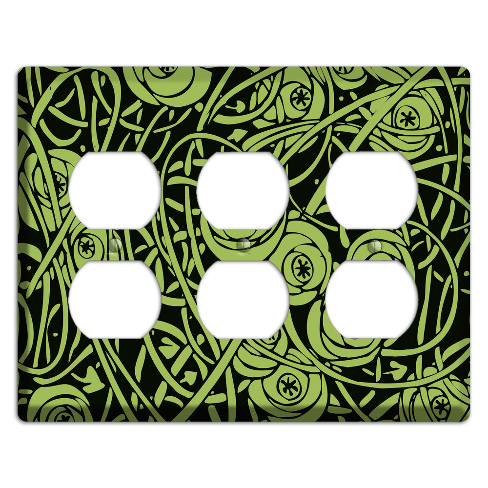 Green Deco Floral 3 Duplex Wallplate