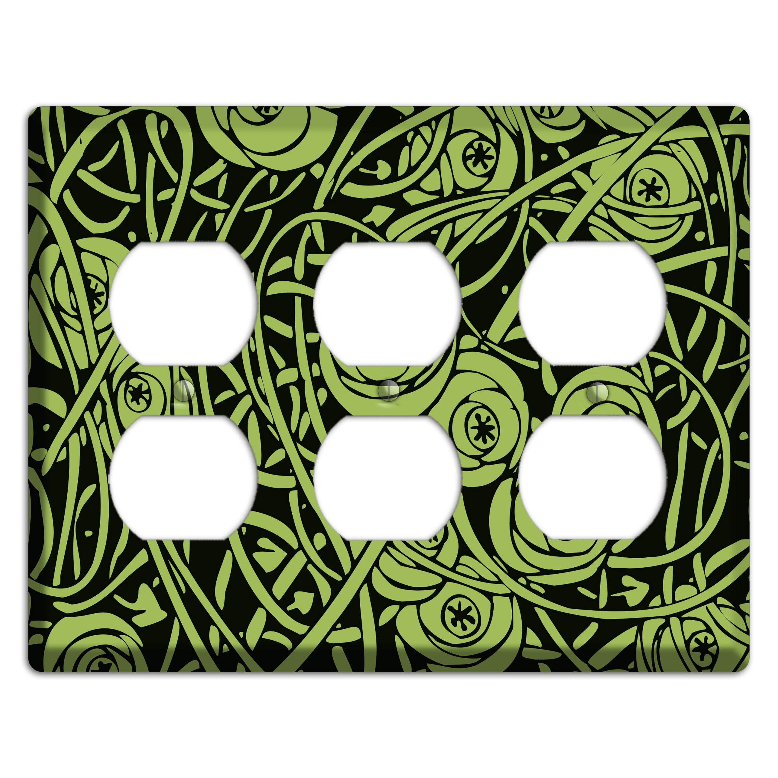 Green Deco Floral 3 Duplex Wallplate