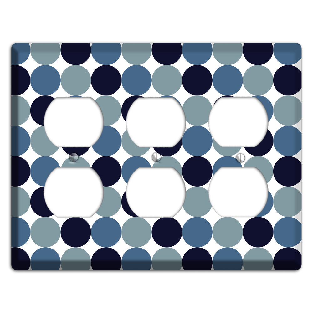 Multi Dusty Blue Tiled Dots 3 Duplex Wallplate