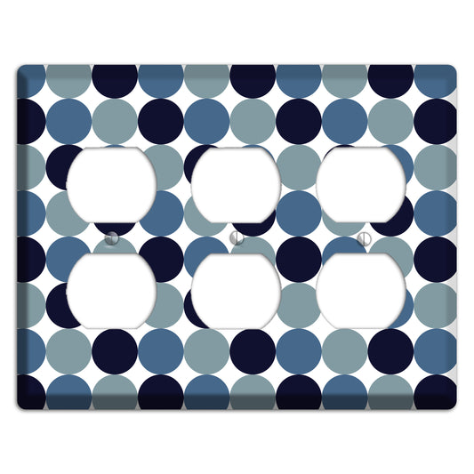 Multi Dusty Blue Tiled Dots 3 Duplex Wallplate