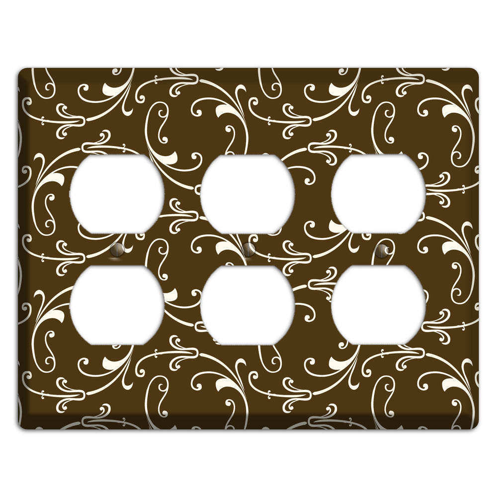 Brown Victorian Sprig 3 Duplex Wallplate