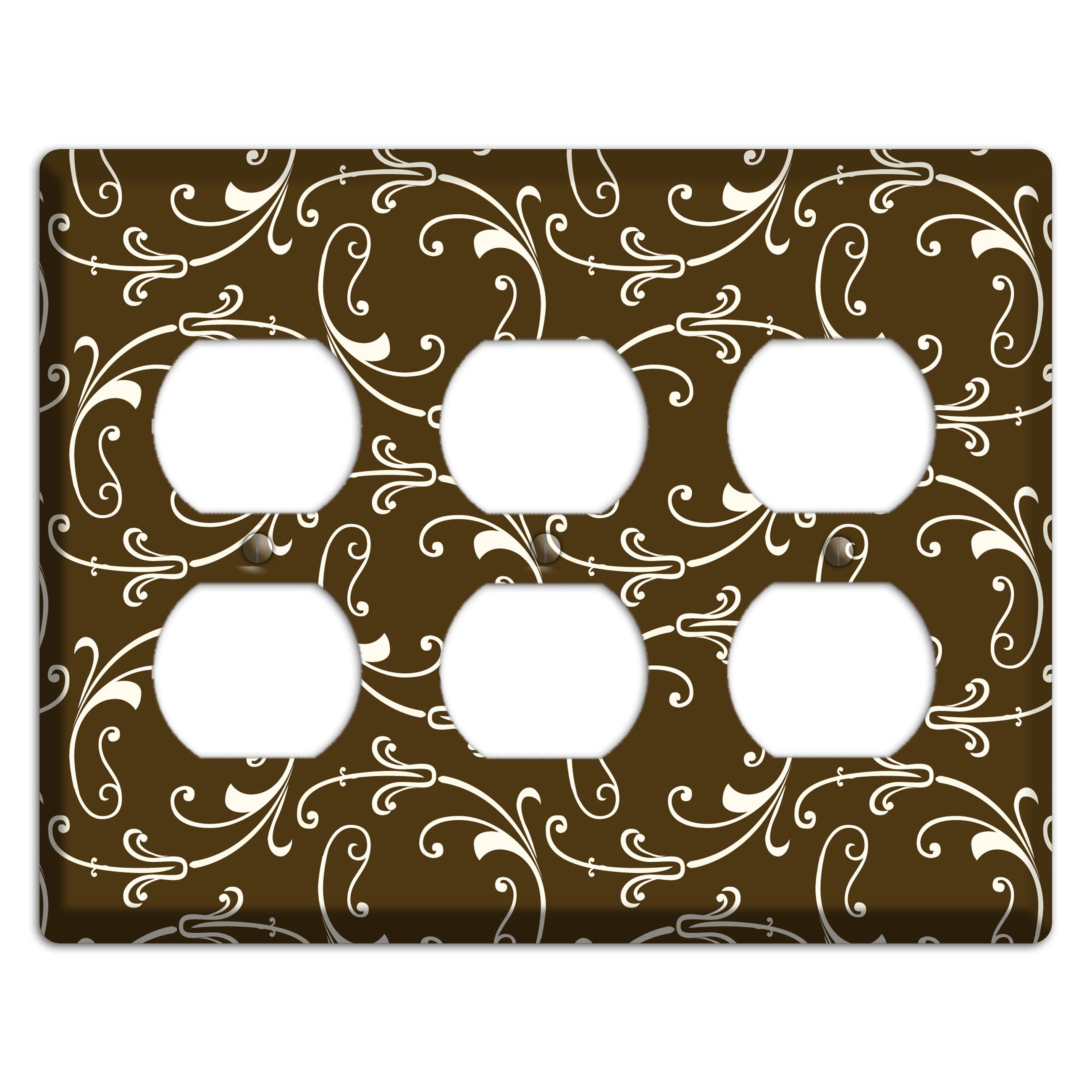 Brown Victorian Sprig 3 Duplex Wallplate