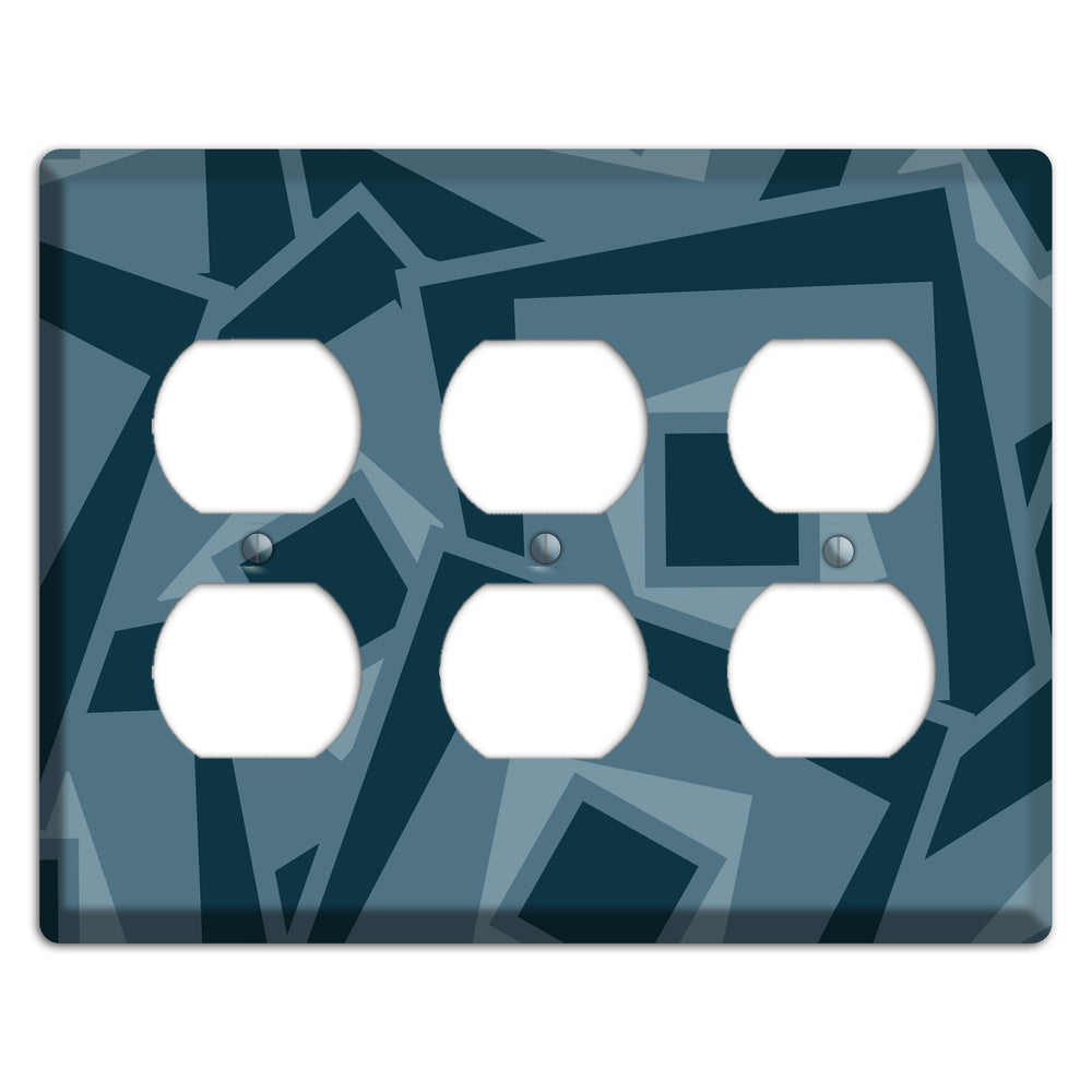 Blue-grey Retro Cubist 3 Duplex Wallplate