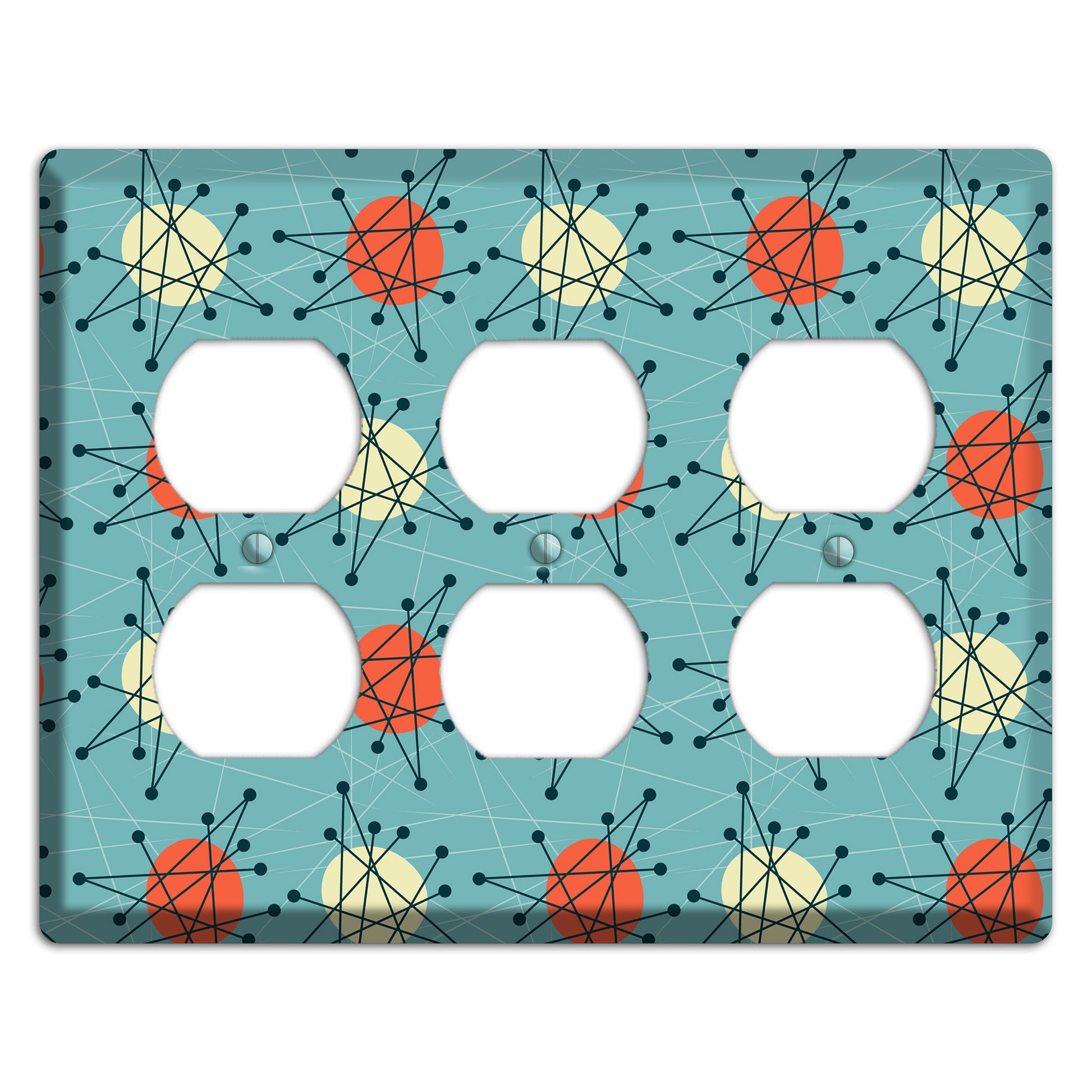 Orange And Yellow Atomic Burst 3 Duplex Wallplate