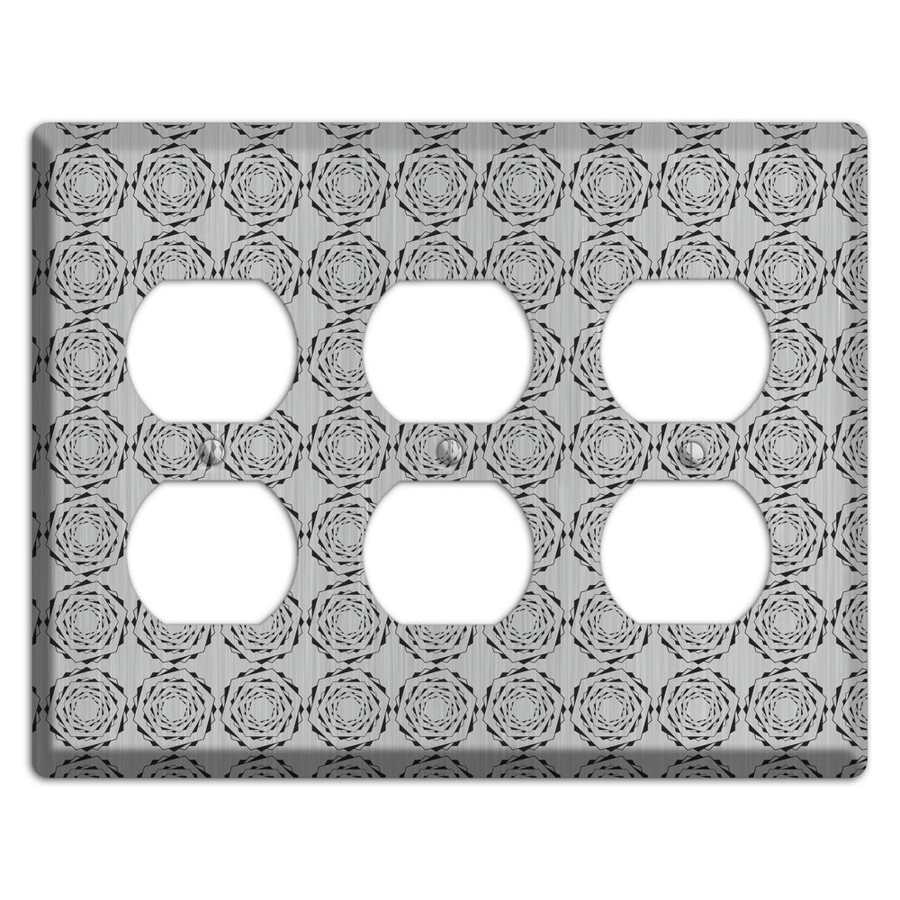 Hexagon Rotation Stainless Steel 3 Duplex Wallplate