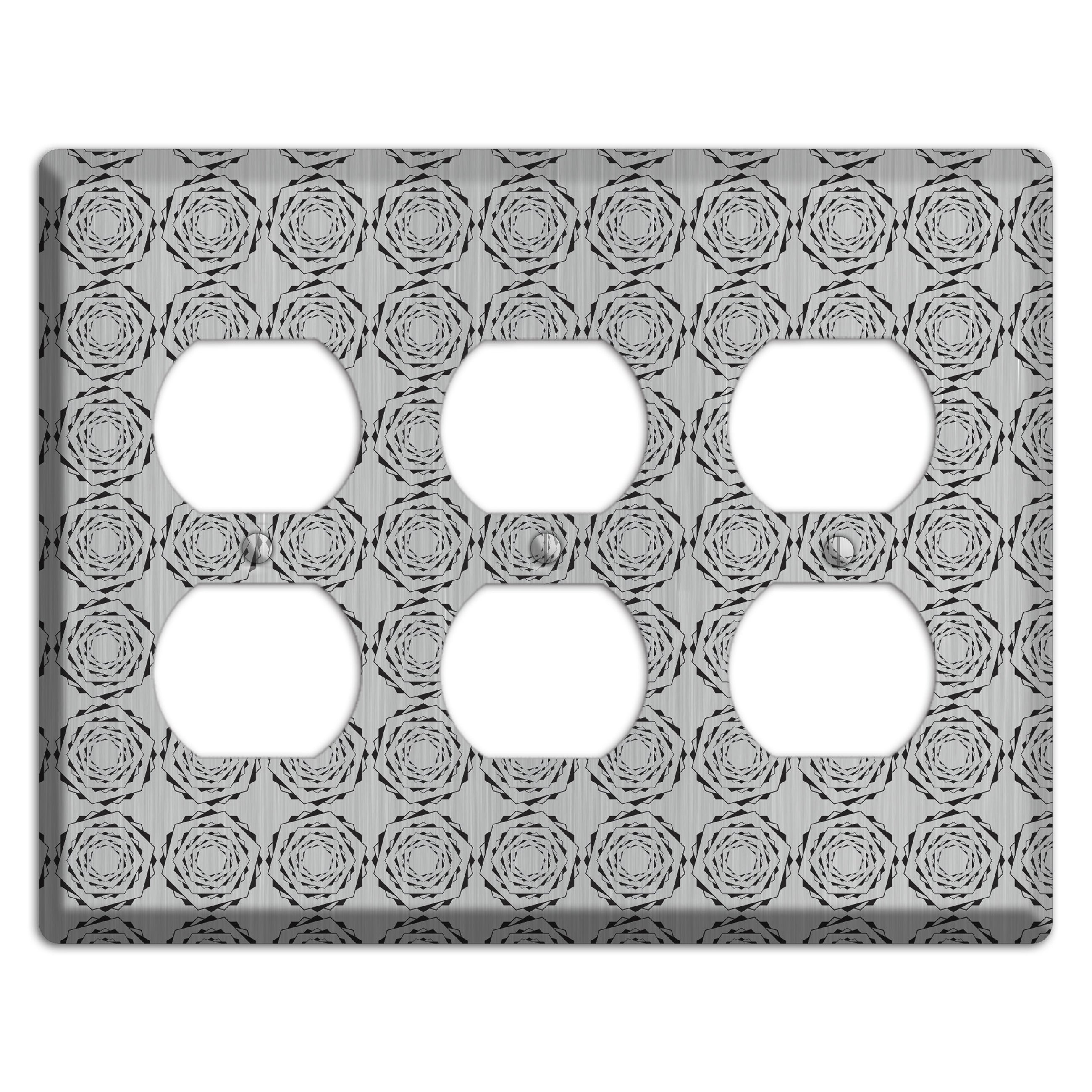 Hexagon Rotation  Stainless 3 Duplex Wallplate