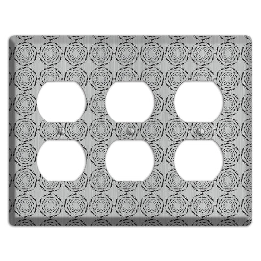 Hexagon Rotation  Stainless 3 Duplex Wallplate