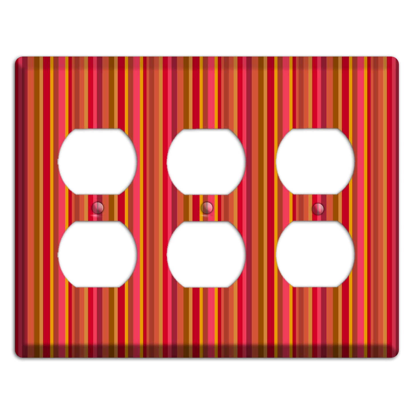 Multi Red Vertical Stripes 3 Duplex Wallplate