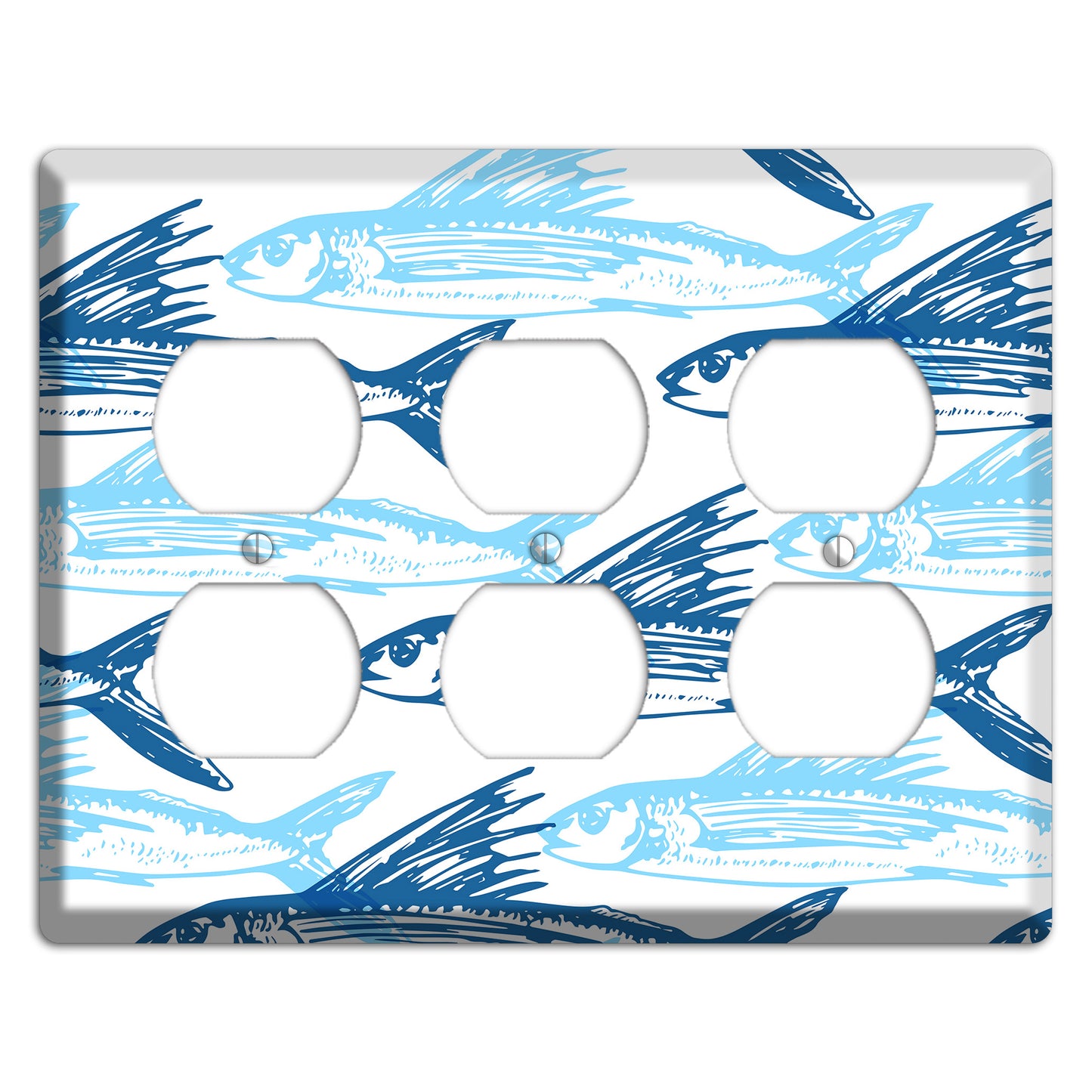 Multi-Blue Fish 3 Duplex Wallplate
