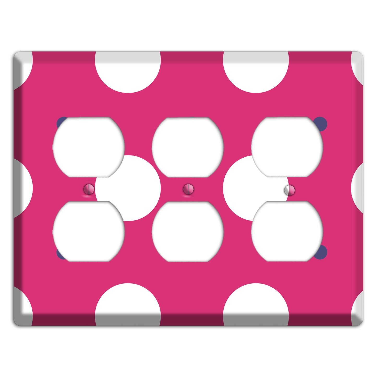 Fuschia with White and Purple Multi Tiled Medium Dots 3 Duplex Wallplate