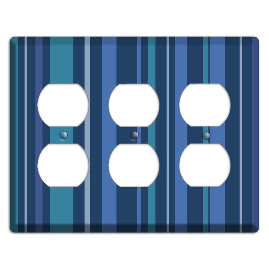 Multi Blue Vertical Stripes 3 Duplex Wallplate
