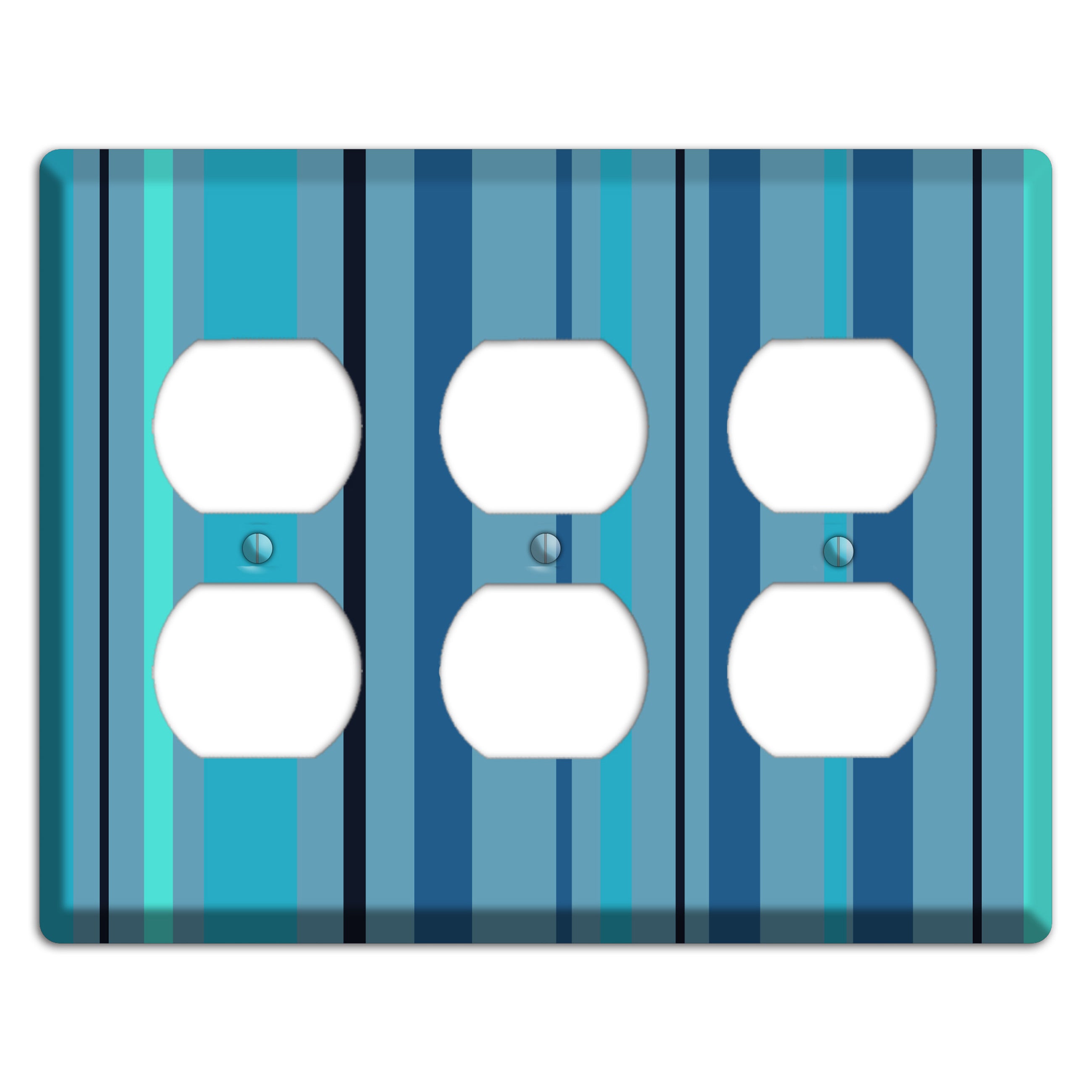Multi Turquoise Vertical Stripe 3 Duplex Wallplate