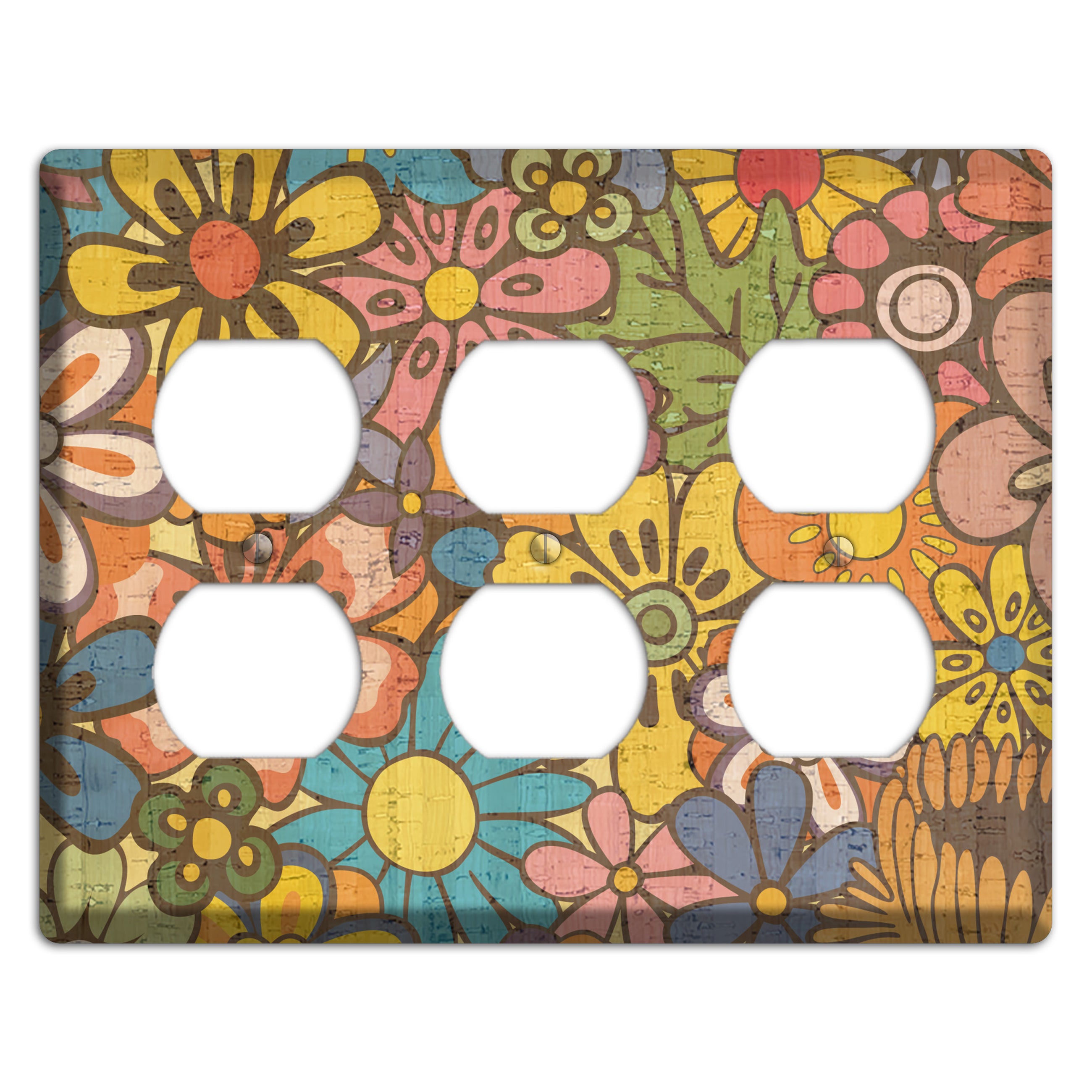 Flower Power Cork 3 Duplex Wallplate