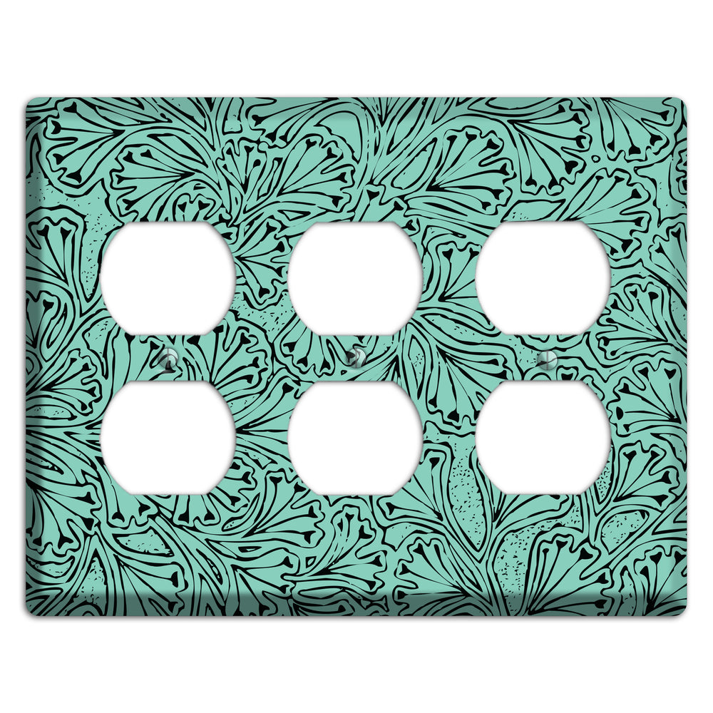 Deco Olive Interlocking Floral 3 Duplex Wallplate