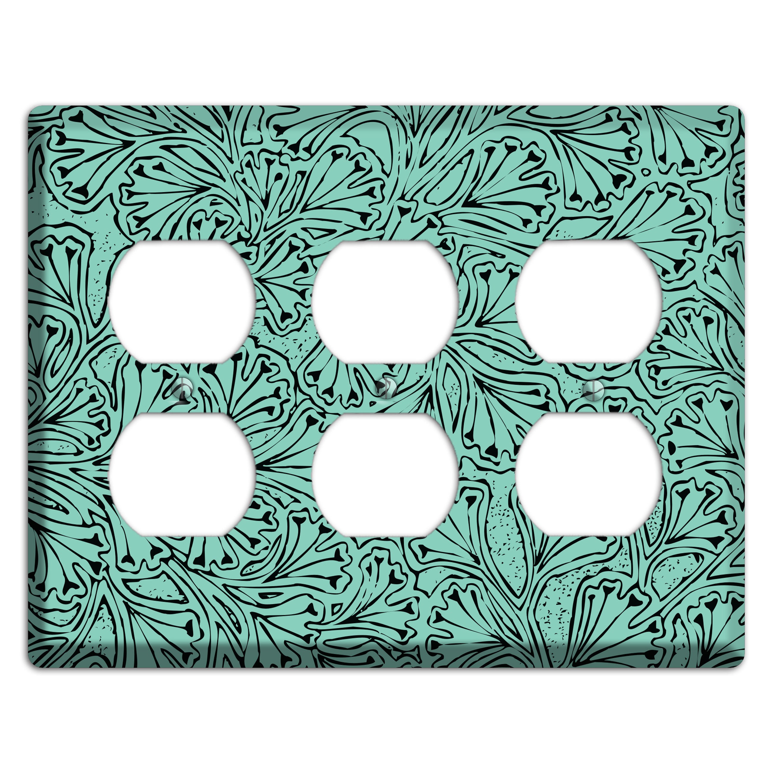 Deco Olive Interlocking Floral 3 Duplex Wallplate