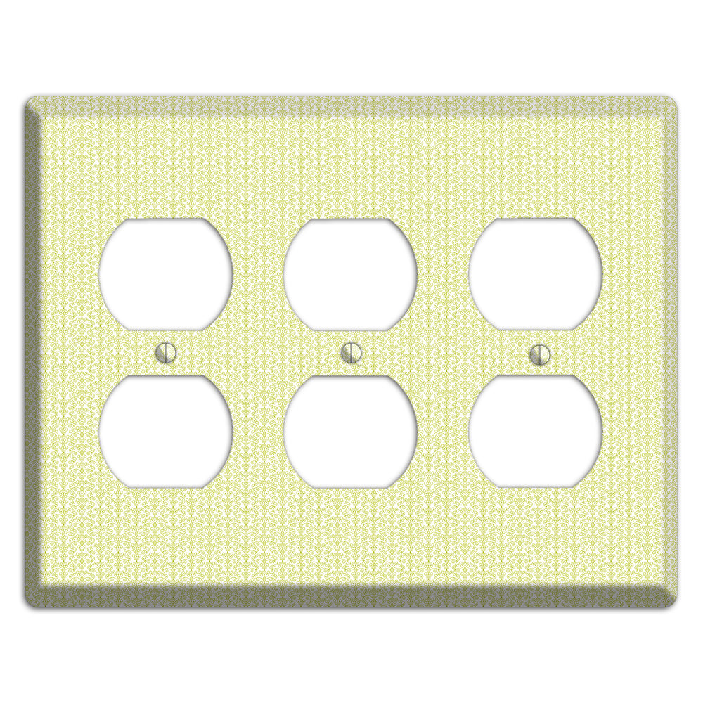 Olive Tiny Toile Half Drop 3 Duplex Wallplate