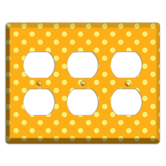Orange and Yellow Polka Dot 3 Duplex Wallplate