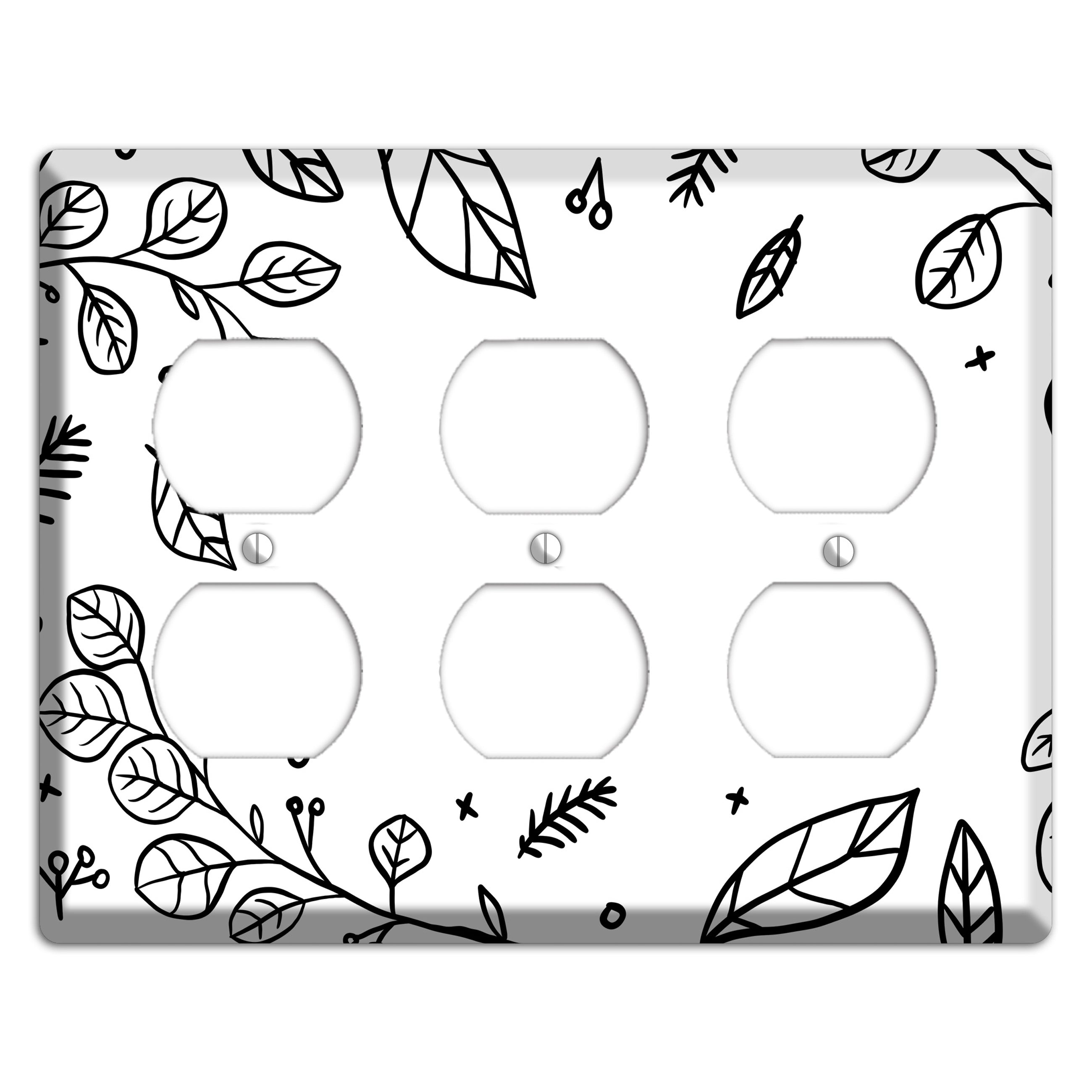 Hand-Drawn Floral 26 3 Duplex Wallplate
