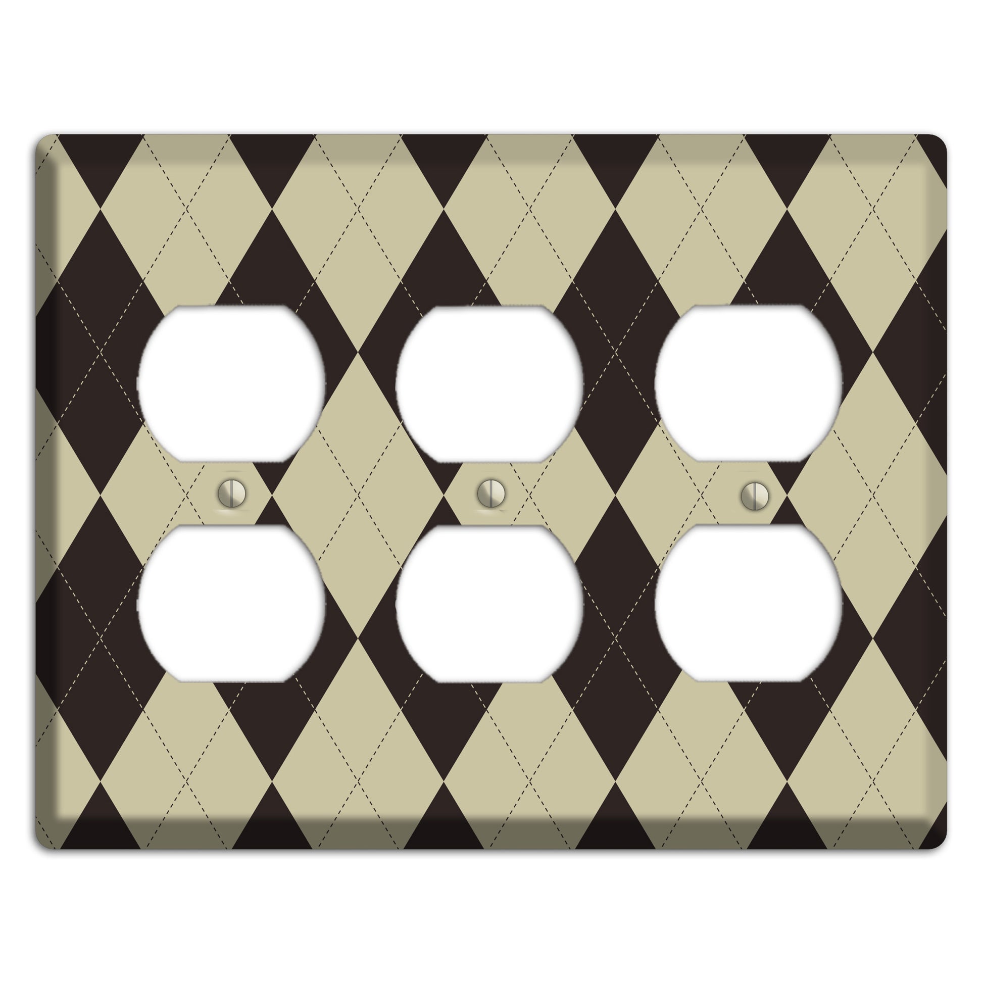 Beige and Black Argyle 3 Duplex Wallplate