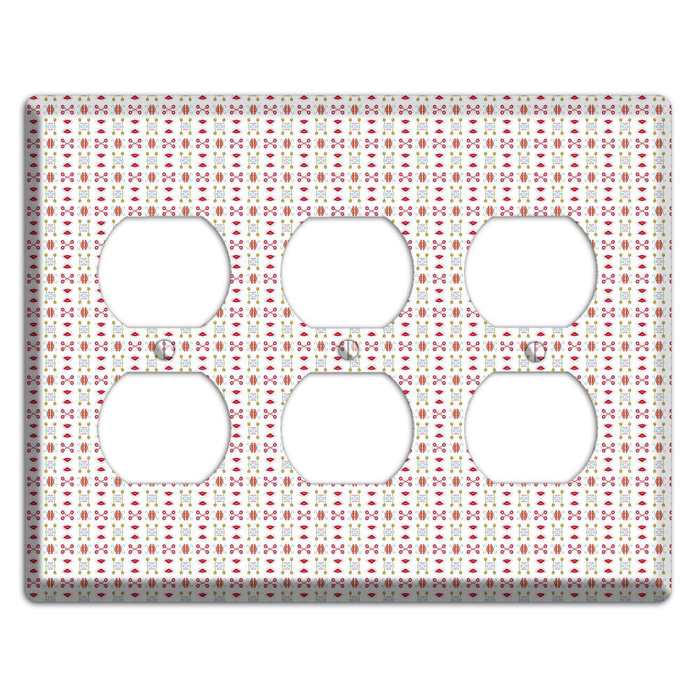 White Red Blue Olive Retro 3 Duplex Wallplate