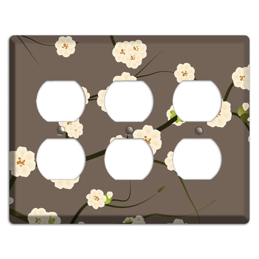 Yellow and Brown Cherry Blossoms 3 Duplex Wallplate